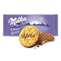 Milka Choco Grain Ciastka z płatkami owsianymi oblane czekoladą mleczną z mleka alpejskiego 126 g